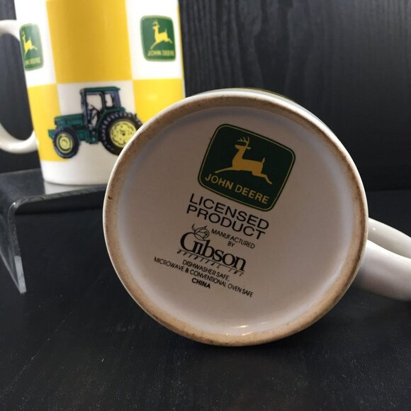 John Deere Tractor Mug Set Of 2 Coffee Cups Gibson Yellow Squares - Picture 4 of 4